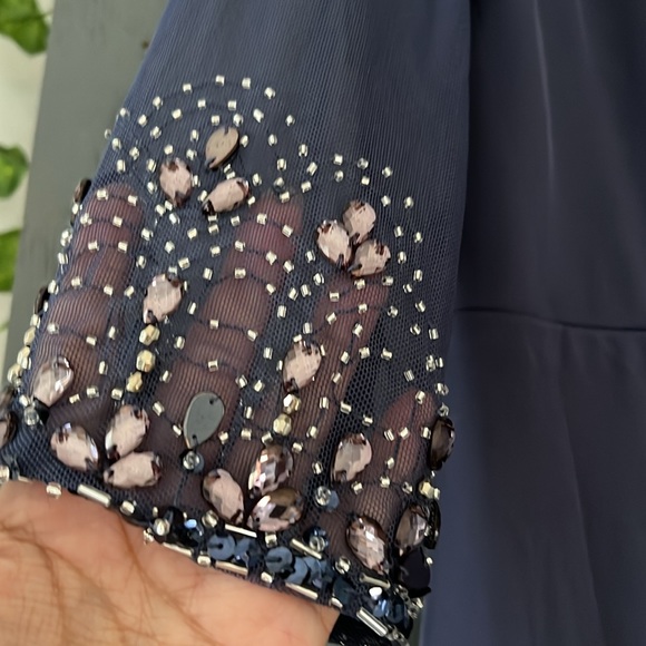 Alex Evening A-Line Mesh Gown With Beaded illusion Sweetheart Neckline Size 16P - Picture 6 of 16